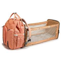 Baby Diaper Backpack with Folding Crib Large Capacity Travel Changing Bag
