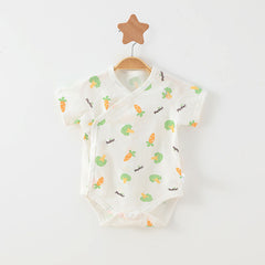 Simple Cartoon Print Summer Baby Rompers Girls Clothing