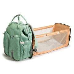 Baby Diaper Backpack with Folding Crib Large Capacity Travel Changing Bag