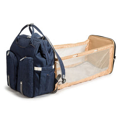 Baby Diaper Backpack with Folding Crib Large Capacity Travel Changing Bag