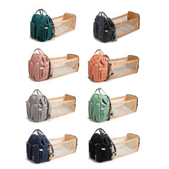 Baby Diaper Backpack with Folding Crib Large Capacity Travel Changing Bag