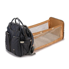 Baby Diaper Backpack with Folding Crib Large Capacity Travel Changing Bag