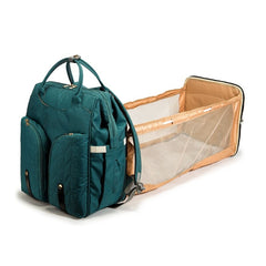 Baby Diaper Backpack with Folding Crib Large Capacity Travel Changing Bag