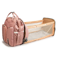 Baby Diaper Backpack with Folding Crib Large Capacity Travel Changing Bag