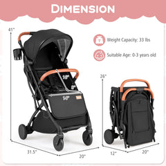 Lightweight Baby Stroller Compact Travel Stroller with One-Hand Folding