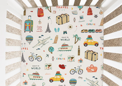 Around The World Minky Jersey Crib Sheet Soft Baby Bedding