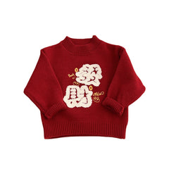 Red Thickened Warm Childrens Sweater Coat
