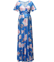Floral Maxi Dress with V-Neck for Maternity Wear