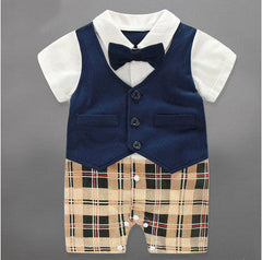 Gentleman Style Cotton Romper for Newborn Boys - # BAAA21110054