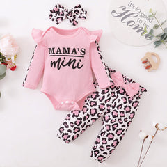 Newborn Baby Girl Outfit Set with Ruffles and Bow - # BAAA51210036
