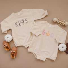Retro Daisy Ghosts Organic Cotton Sweatshirt Romper